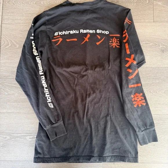 Naruto Shippuden Ichiraku Ramen Shop Black Long Sleeve Graphic Tee Men Size S - Picture 7 of 7